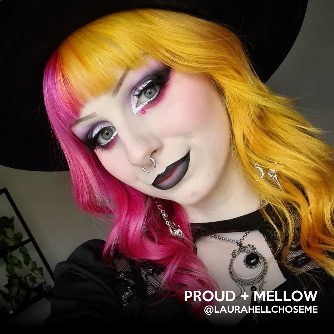 Pink and Yellow Split Dye Hair inspiration