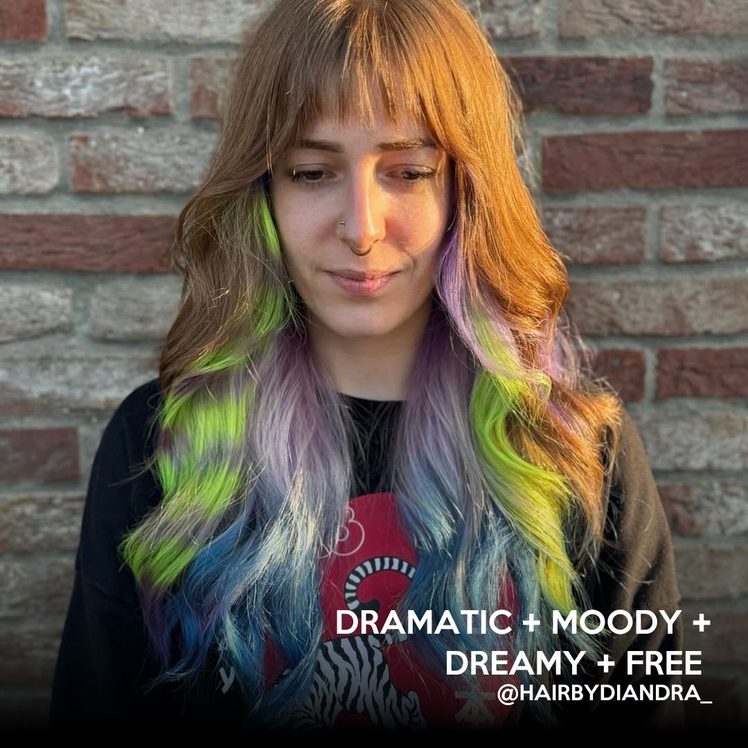 green and purple hair dye  inspiration salon amsterdam professional